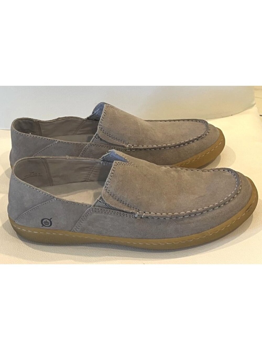 Born Taupe Suede Leather Slip On Casual Comfy Shoes Loafers